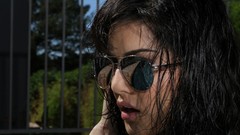 Woman close-up faces sunglasses brunettes Sunny Leone