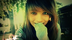 Woman close-up front bangs