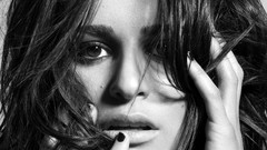 Woman close-up grayscale faces