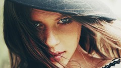 Woman close-up hats faces Anastasy Dudrina