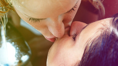 Woman close-up lesbians wet