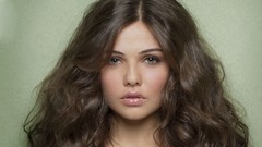 Woman close-up lips brunettes models curly hair danielle 