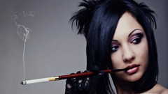 Woman close-up lips Cigarettes faces brunettes