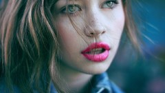 Woman close-up lips faces Actress anna popplewell