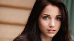 Woman close-up lips faces gray eyes brunettes phonograph models 