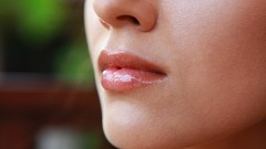 Woman close-up lips faces outdoors brunettes models anna 