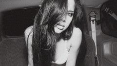 Woman close-up lips long hair lingerie brunettes