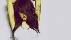 Woman close-up lips white background faces tattoos brunettes 