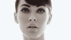 Woman close-up Megan Fox monochrome fashion