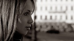 Woman close-up models monochrome