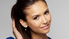 Woman close-up Nina Dobrev faces long hair brunettes