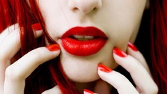Woman close-up redheads lips