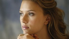 Woman close-up Scarlett Johansson faces Actress