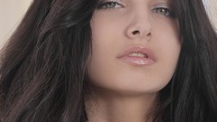 Woman close-up sex faces long hair brunettes teen hazel eyes