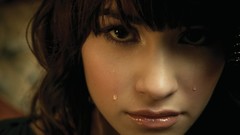 Woman close-up tears demi lovato brunettes bangs