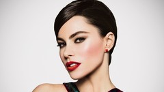 Woman close-up white background faces Actress brunettes 