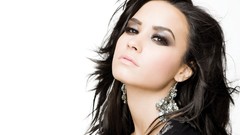 Woman close-up white background faces demi lovato brunettes