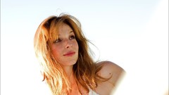 Woman close-up white background faces redheads