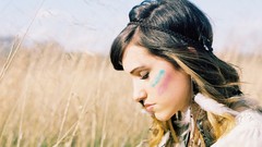 Woman closed eyes brunettes mindy white