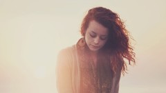 Woman closed eyes brunettes Simple Background