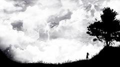 Woman clouds black Trees