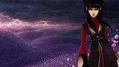 Woman clouds dress long