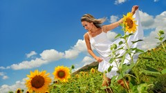 Woman clouds Flowers