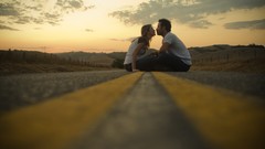 Woman clouds streets kissing