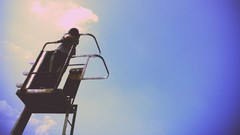 Woman clouds vintage skyscapes