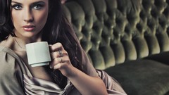 Woman coffee brunettes models