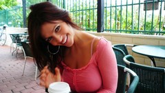 Woman coffee smiling brunettes denise milani