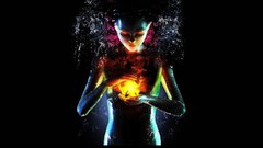 Woman colors artwork technologic