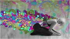 Woman colors blondes multicolor digital art