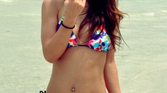 Woman colors brunettes models bikini teen beach girls