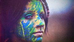 Woman colors faces brunettes short hair