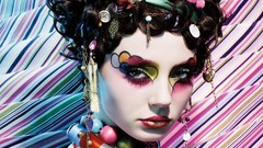 Woman colors faces multicolor