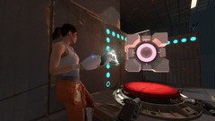 Woman Companion Cube portal