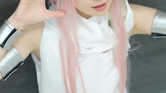 Woman cosplay blue eyes