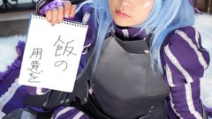Woman cosplay blue hair