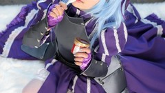 Woman cosplay blue hair