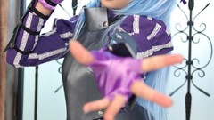 Woman cosplay blue hair