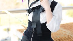 Woman cosplay blue hair