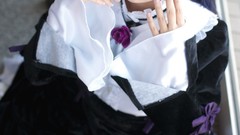 Woman cosplay blue hair