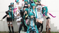 Woman cosplay hatsune miku