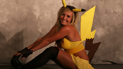 Woman cosplay Pikachu models