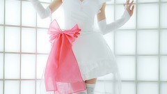 Woman cosplay vocaloid hatsune