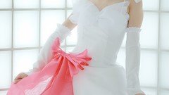 Woman cosplay vocaloid hatsune