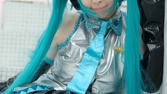 Woman cosplay vocaloid hatsune