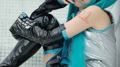 Woman cosplay vocaloid hatsune