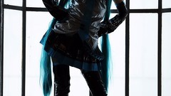 Woman cosplay vocaloid hatsune
